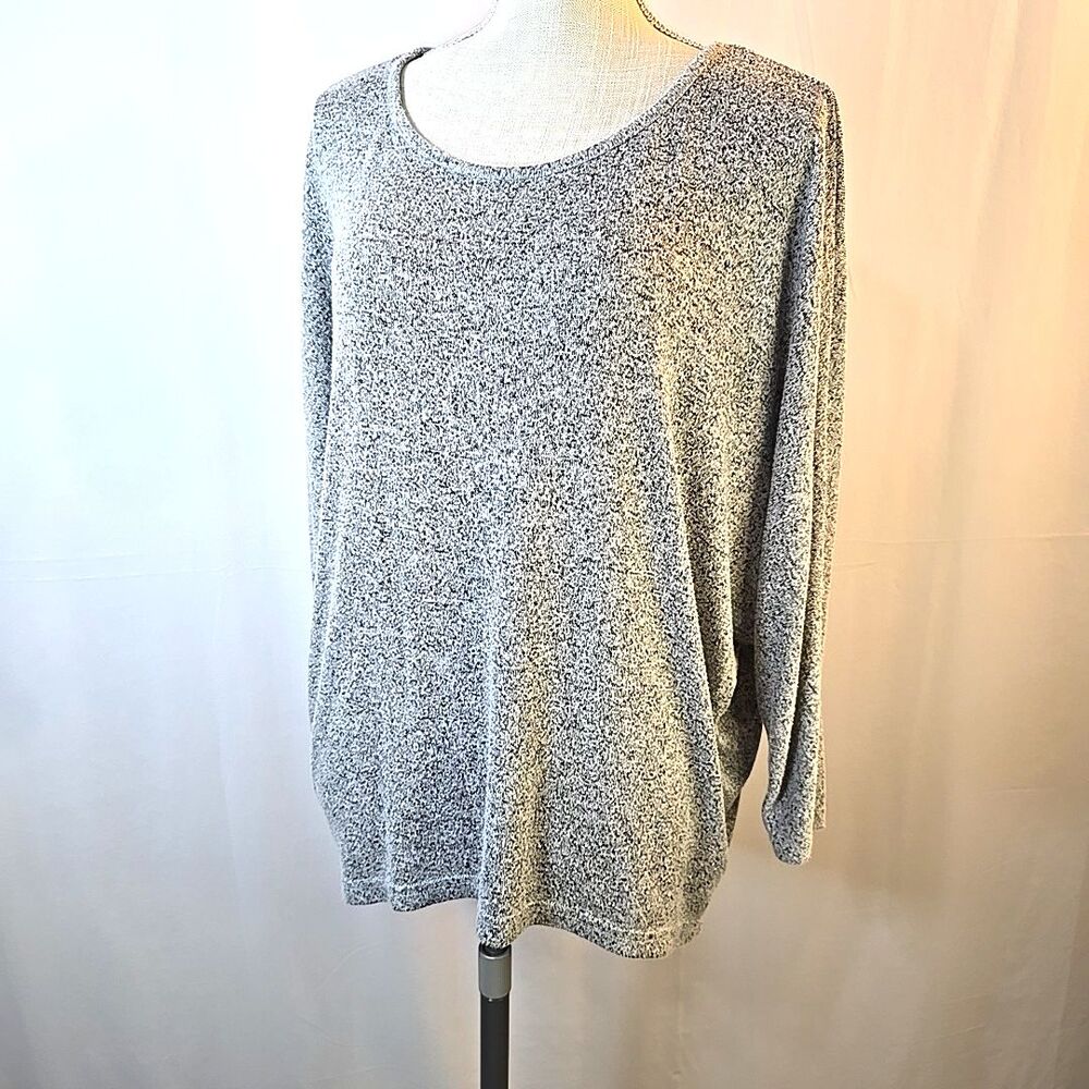SWS Essentials Light Sweater 3/4 Sleeve Size Large Heather Grey Dolman Sleeves